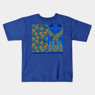 Peacock And Feathers Colorful Paisley Half And Half Kids T-Shirt